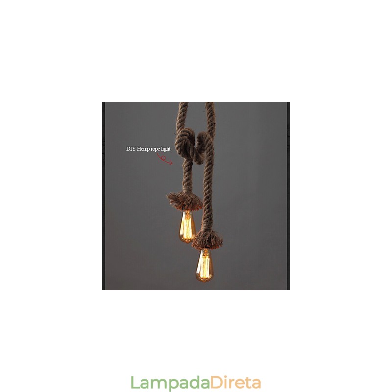 1 Luz DIY Arte Corda de Cânhamo Luz Criativa Corda de Cânhamo Lustre Longo 100cm Enviar 1 Lâmpada