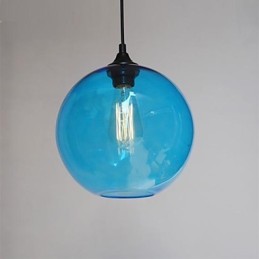 Pingente de vidro moderno em design de bolha azul redonda