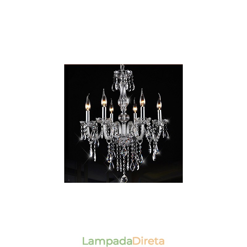 6 braços vintage luxo iluminação k9 lustre de cristal teto pingente luz