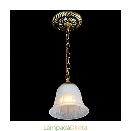 Luminária pendente de bronze com padrão de vidro, abajur europeu retrô clássico Luminária pendente de bronze com padrão de vidro, abajur europeu retrô clássico