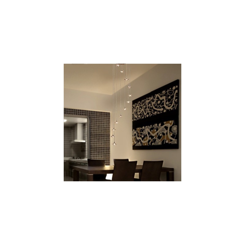 Luminária pendente moderna contemporânea de cristal estilo mini cromado em metal