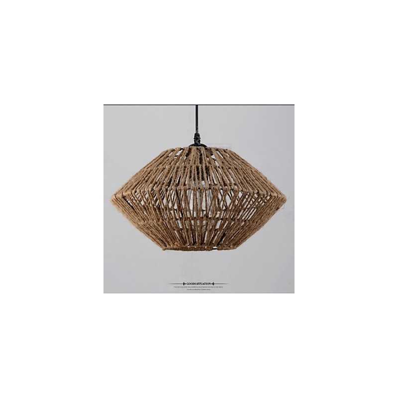 Luminária pendente vintage feita de corda com uma luz
