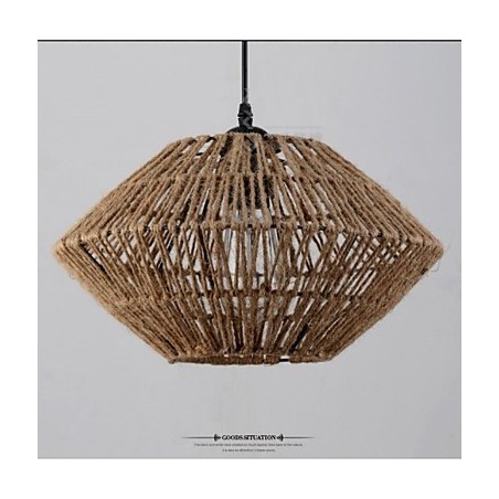 Luminária pendente vintage feita de corda com uma luz Luminária pendente vintage feita de corda com uma luz