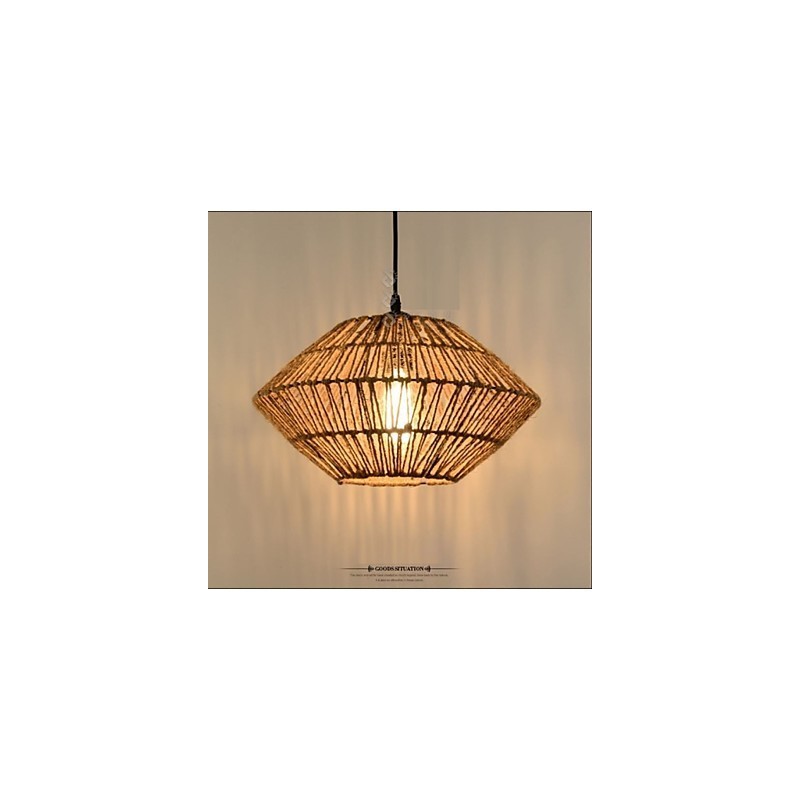 Luminária pendente vintage feita de corda com uma luz