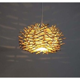 Droplight contemporâneo e contraído 1 luz de madeira tecida à mão