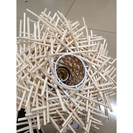 Droplight contemporâneo e contraído 1 luz de madeira tecida à mão