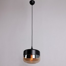 Retro chapeamento de vidro 1 luz pintura pendente