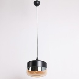 Retro chapeamento de vidro 1 luz pintura pendente