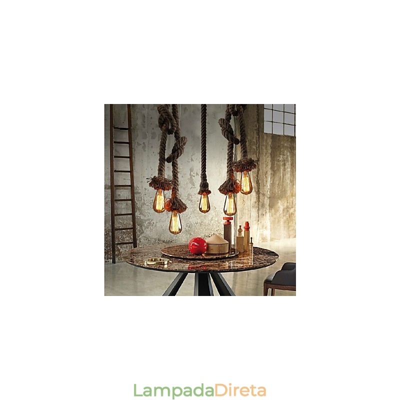 1 Luz DIY Arte Corda de Cânhamo Luz Criativa Corda de Cânhamo Lustre Longo 100cm Enviar 1 Lâmpada
