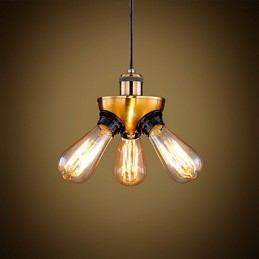 Lâmpada de luz suspensa de três pés com cabeça de cobre industrial americana