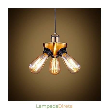 Lâmpada de luz suspensa de três pés com cabeça de cobre industrial americana Lâmpada de luz suspensa de três pés com cabeça de cobre industrial americana