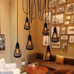 American Industrial Creative Restaurando Maneiras Antigas Gaiola de Ferro Forjado Lâmpada Droplight de Cabeça Única