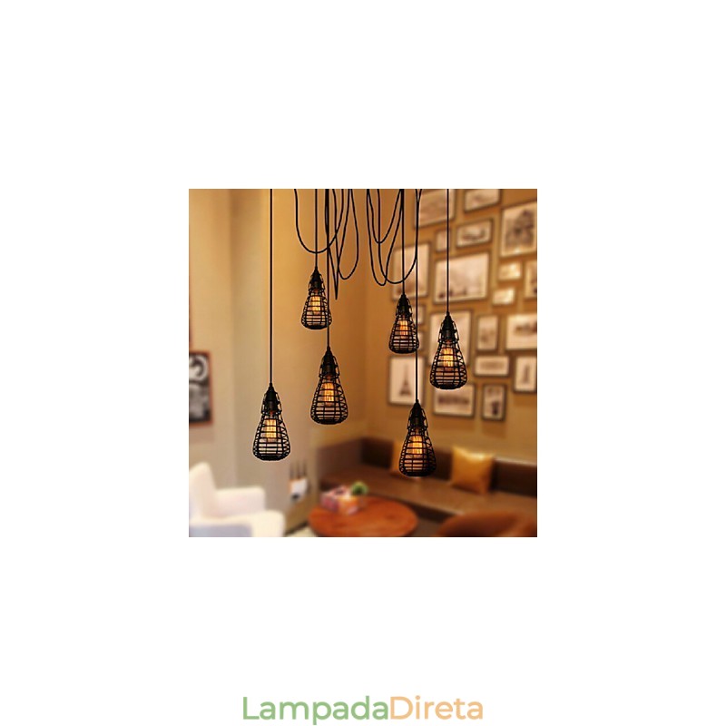 American Industrial Creative Restaurando Maneiras Antigas Gaiola de Ferro Forjado Lâmpada Droplight de Cabeça Única