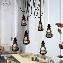 American Industrial Creative Restaurando Maneiras Antigas Gaiola de Ferro Forjado Lâmpada Droplight de Cabeça Única