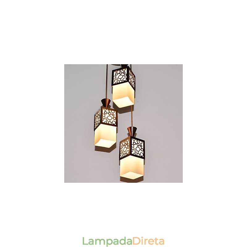 Lâmpada de luz suspensa American Country Woodiness