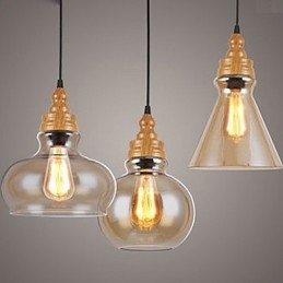 Lâmpada de cristal com grãos de madeira criativa norte-americana, restaurando antigas formas de luz