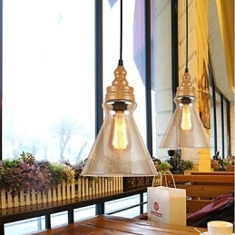 Lâmpada de cristal com grãos de madeira criativa norte-americana, restaurando antigas formas de luz