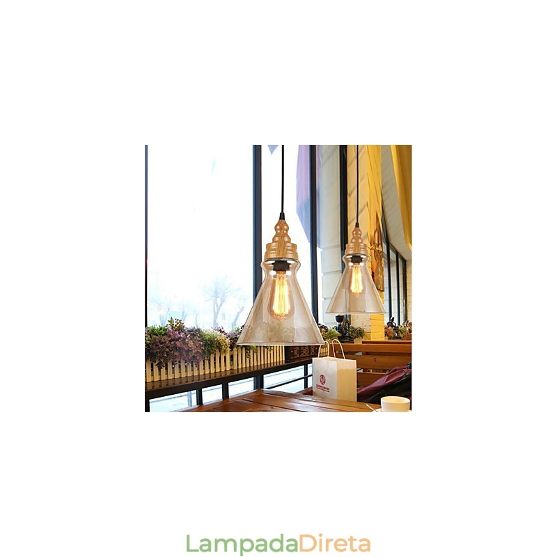 Lâmpada de cristal com grãos de madeira criativa norte-americana, restaurando antigas formas de luz