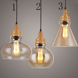 Lâmpada de cristal com grãos de madeira criativa norte-americana, restaurando antigas formas de luz