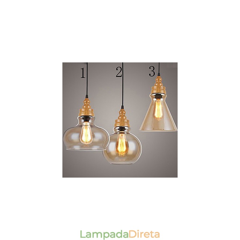 Lâmpada de cristal com grãos de madeira criativa norte-americana, restaurando antigas formas de luz
