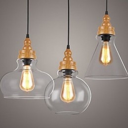 Lâmpada de cristal com grãos de madeira criativa norte-americana, restaurando antigas formas de luz