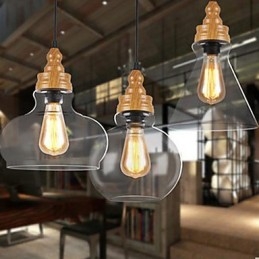Lâmpada de cristal com grãos de madeira criativa norte-americana, restaurando antigas formas de luz