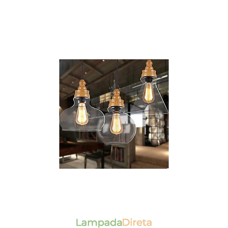 Lâmpada de cristal com grãos de madeira criativa norte-americana, restaurando antigas formas de luz