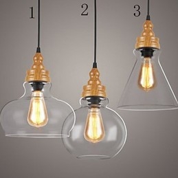 Lâmpada de cristal com grãos de madeira criativa norte-americana, restaurando antigas formas de luz
