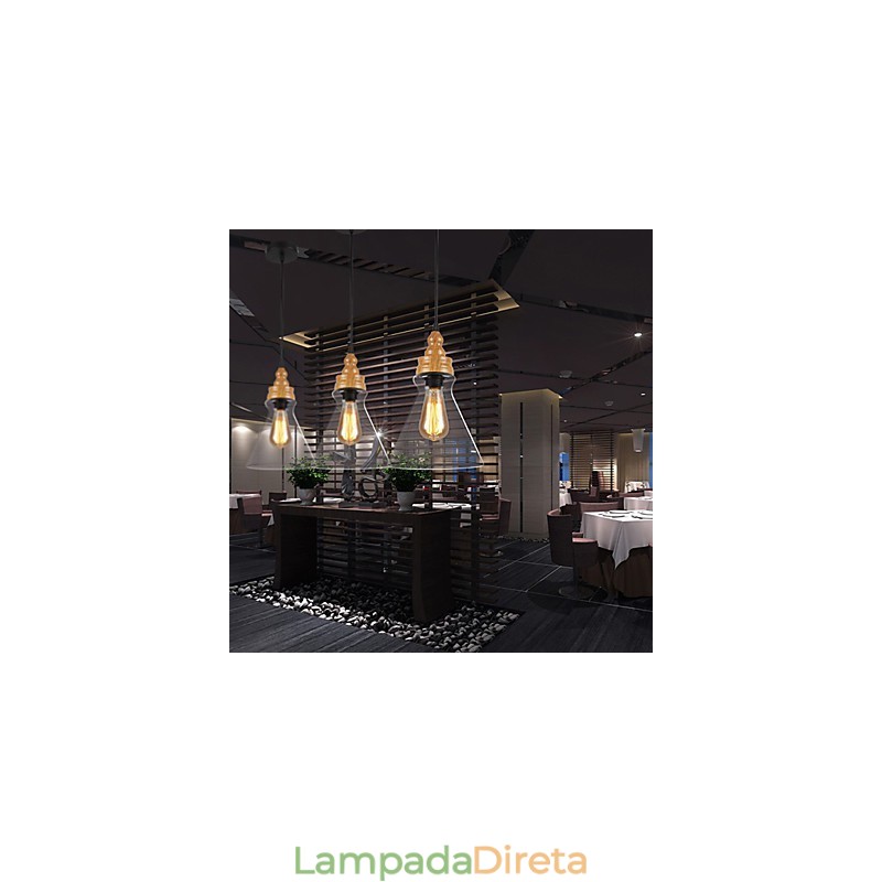 Lâmpada de cristal com grãos de madeira criativa norte-americana, restaurando antigas formas de luz