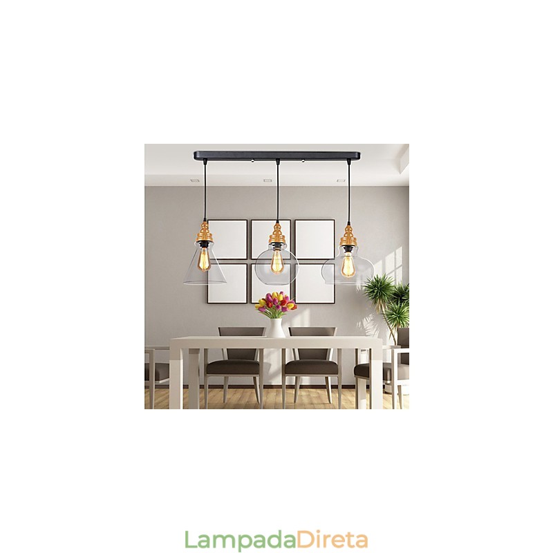 Lâmpada de cristal com grãos de madeira criativa norte-americana, restaurando antigas formas de luz