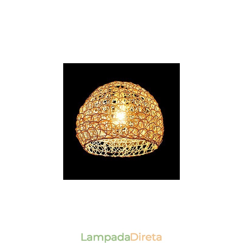 Lâmpada de teto suspensa de cabeça única moderna Rural Cany Art Woven Rattan