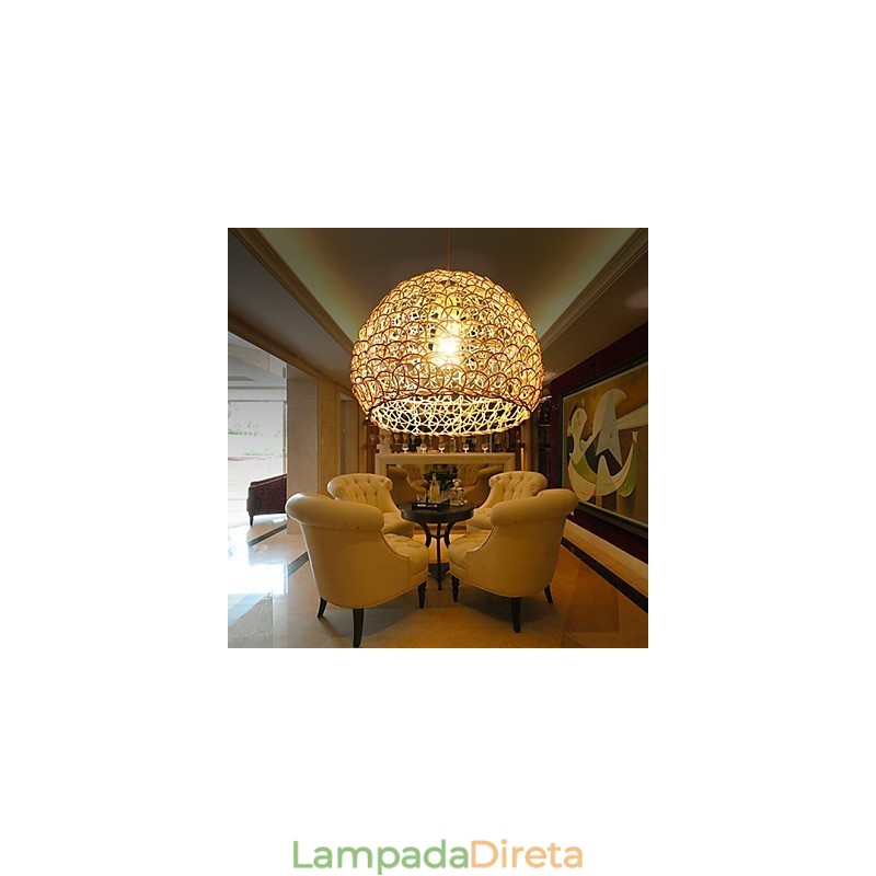 Lâmpada de teto suspensa de cabeça única moderna Rural Cany Art Woven Rattan