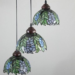 Lustre de vidro colorido de artes criativas rurais europeias que restauram formas antigas de luz de lâmpada