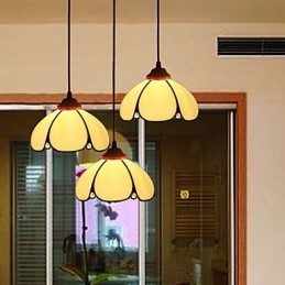 Lustre de vidro colorido de artes criativas rurais europeias que restauram formas antigas de luz de lâmpada