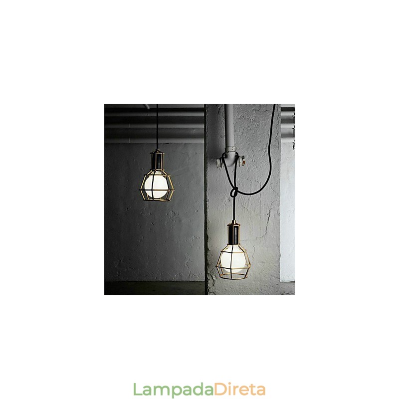 Luz pendente de metal galvanizado country para garagem