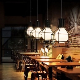 Luz pendente de metal galvanizado country para garagem