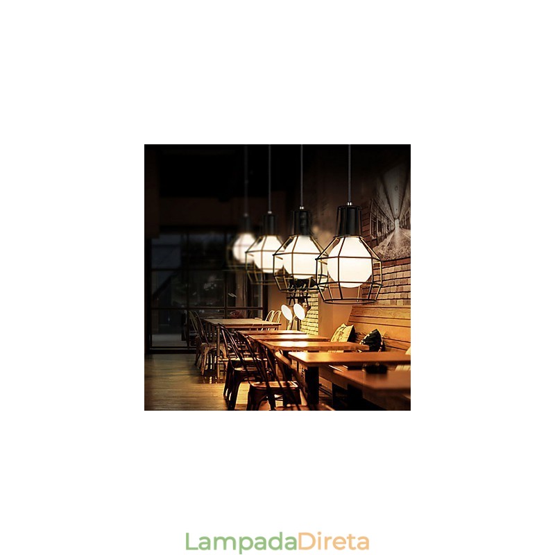 Luz pendente de metal galvanizado country para garagem