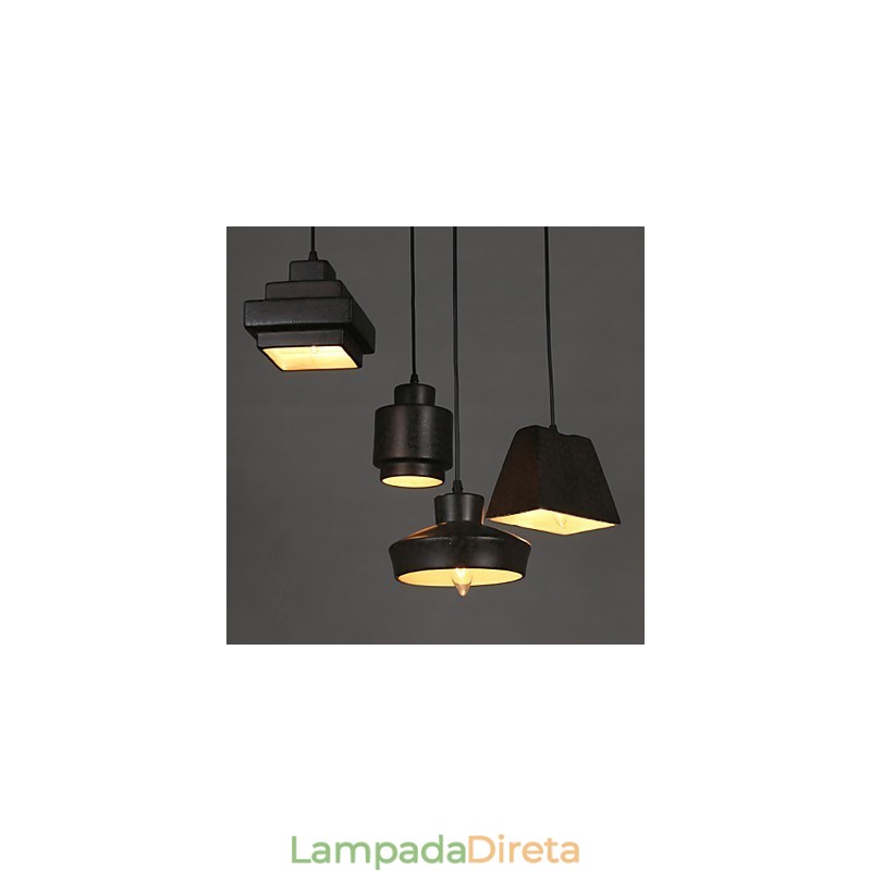 Lustre de vidro retrô americano estilo country com luz suspensa enferrujada