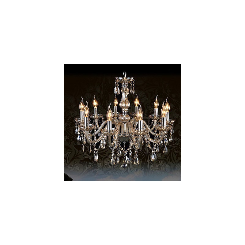 Lustre de cristal de luxo com 10 luzes, cor conhaque, lustre de cristal K9