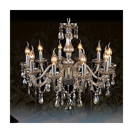 Lustre de cristal de luxo com 10 luzes, cor conhaque, lustre de cristal K9 Lustre de cristal de luxo com 10 luzes, cor conhaque, lustre de cristal K9