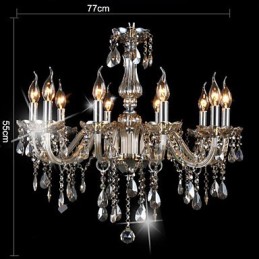 Lustre de cristal de luxo com 10 luzes, cor conhaque, lustre de cristal K9