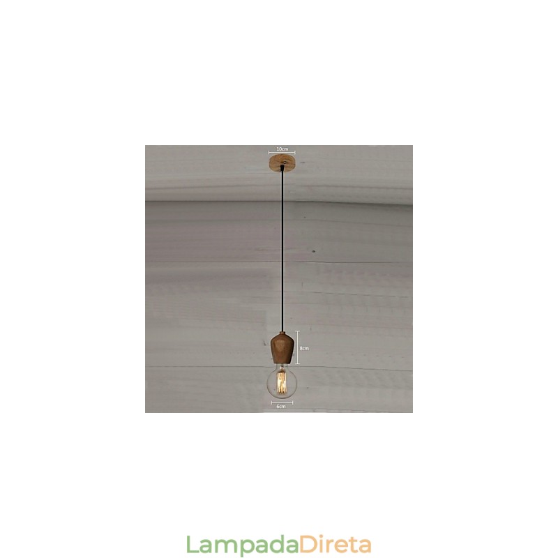 Pingente de madeira estilo country mini outros luz de garagem de bambu