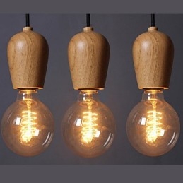 Pingente de madeira estilo country mini outros luz de garagem de bambu