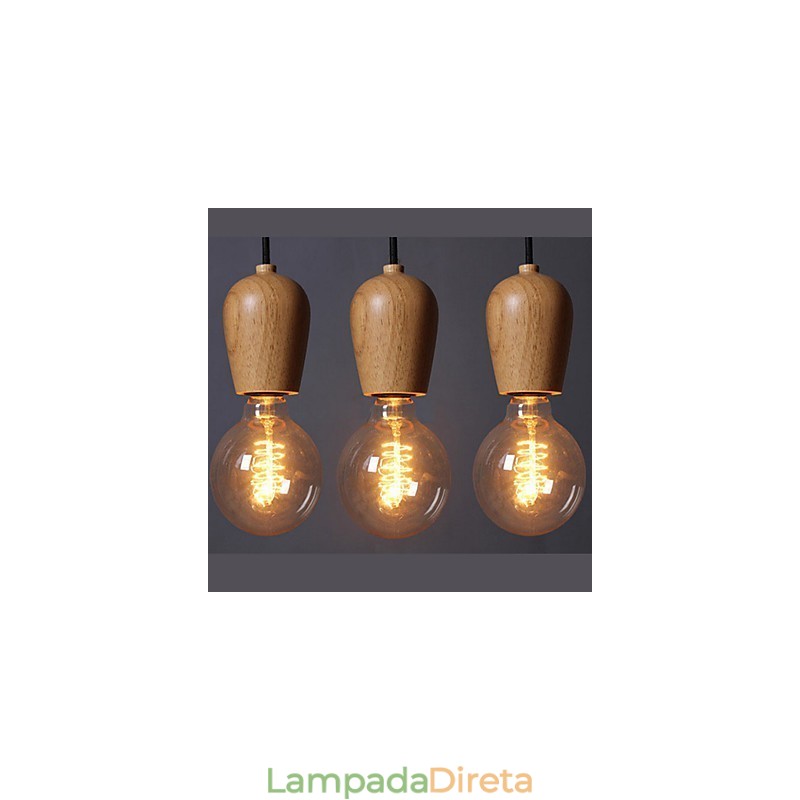 Pingente de madeira estilo country mini outros luz de garagem de bambu