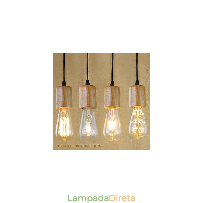 Luzes Pendentes Tradicionais Clássico Vintage Retro Country Garagem Madeira Bambu