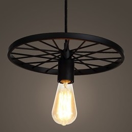 Luminárias pendentes retrô estilo loft, lustre de ferro forjado estilo industrial, roda americana