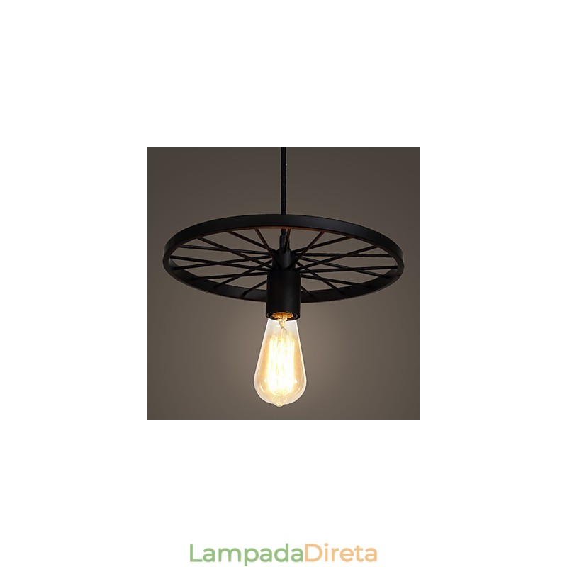 Luminárias pendentes retrô estilo loft, lustre de ferro forjado estilo industrial, roda americana