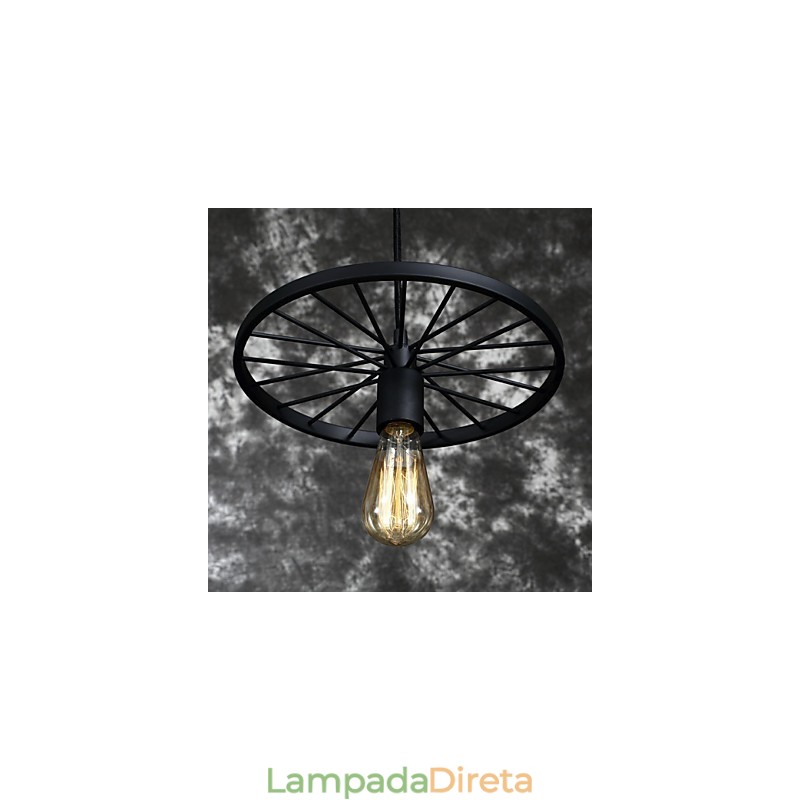 Luminárias pendentes retrô estilo loft, lustre de ferro forjado estilo industrial, roda americana