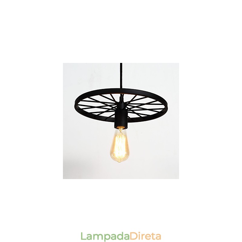 Luminárias pendentes retrô estilo loft, lustre de ferro forjado estilo industrial, roda americana