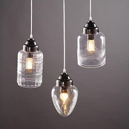 Moderno Contemporâneo Tradicional Clássico Vintage Lanterna Country Níquel Vidro Pingente Luz Jantar